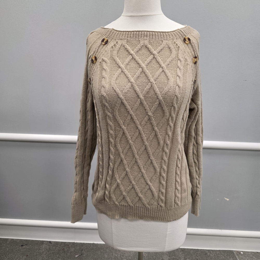 Women's Cable Knit Sweater - Tan